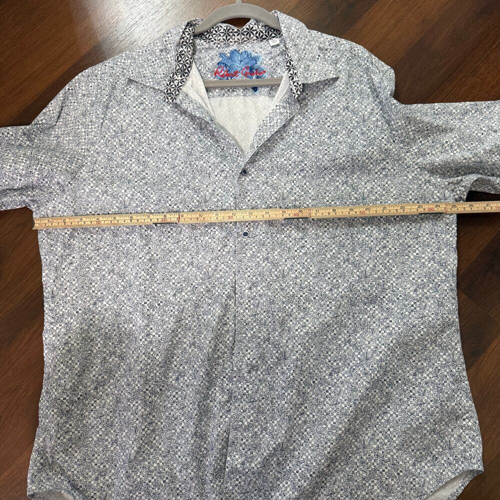 Robert Graham Classic Fit Flip Cuff Geometric Floral Pattern Button Up Men's 2XL - Picture 5 of 8